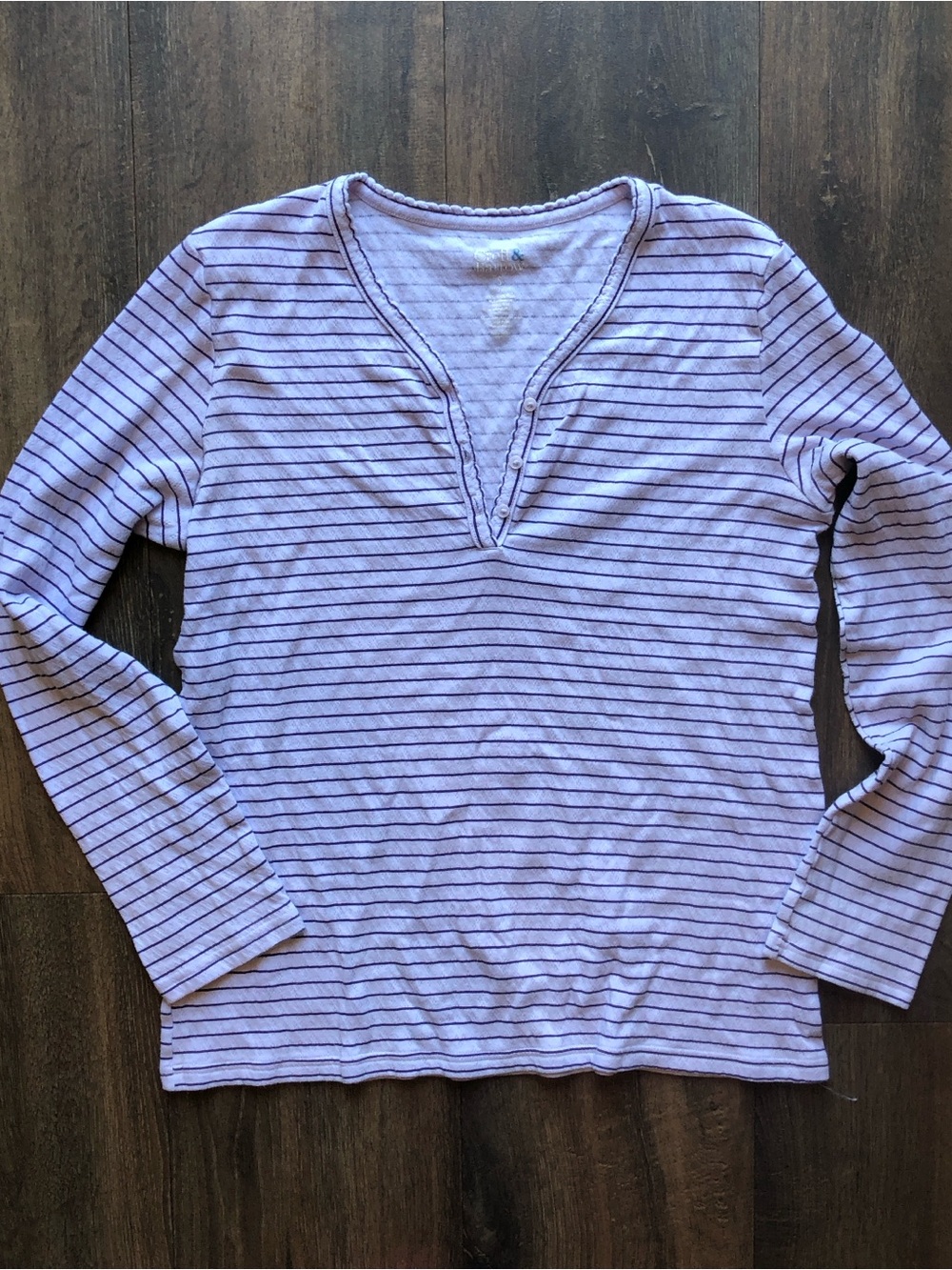 croft & barrow Lavender Striped Long-Sleeve Henley